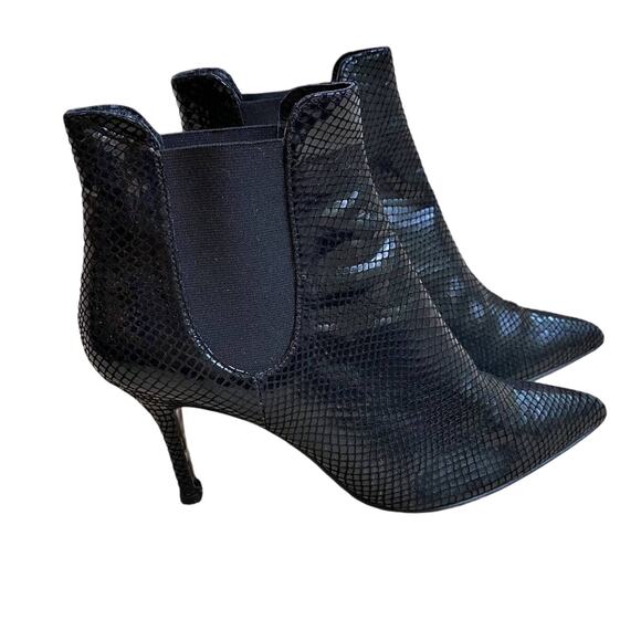 High Heel Ankle Boots EU 38 / US 7.5M Black Textured Leather by Tsaloros Mallos - Picture 4 of 11
